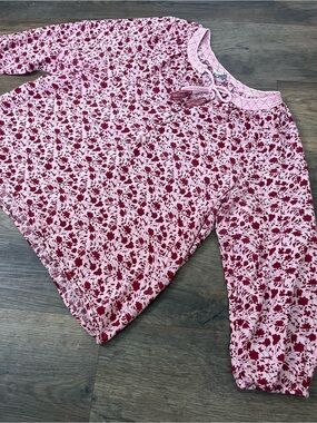 Lucky Brand Boho Cottagecore Pink & Red Floral Long-Sleeve Peasant Blouse